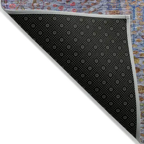 Blue Red And Gold Floral Washable Indoor Outdoor Area Rug Photo 8