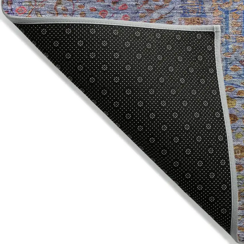 Blue Red And Gold Floral Washable Indoor Outdoor Area Rug Photo 8