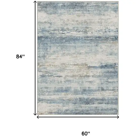 Blue Red And Gray Abstract Washable Area Rug Photo 3