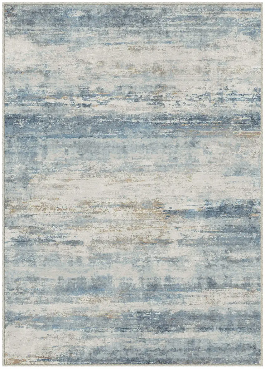 Blue Red And Gray Abstract Washable Area Rug Photo 4