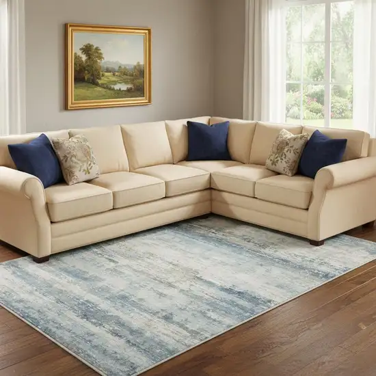 Blue Red And Gray Abstract Washable Area Rug Photo 1