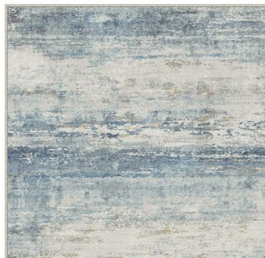 Blue Red And Gray Abstract Washable Area Rug Photo 4