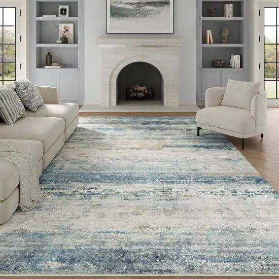 Blue Red And Gray Abstract Washable Area Rug Photo 2