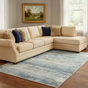 Photo of Blue Red And Gray Abstract Washable Area Rug