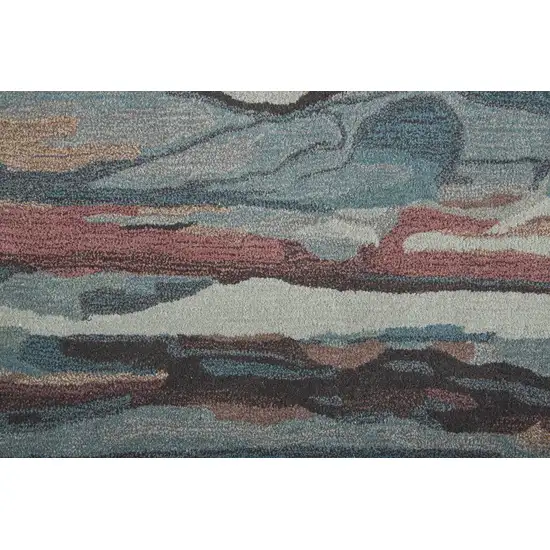 Blue and Orange Wool Abstract Hand Tufted Area Rug Photo 8