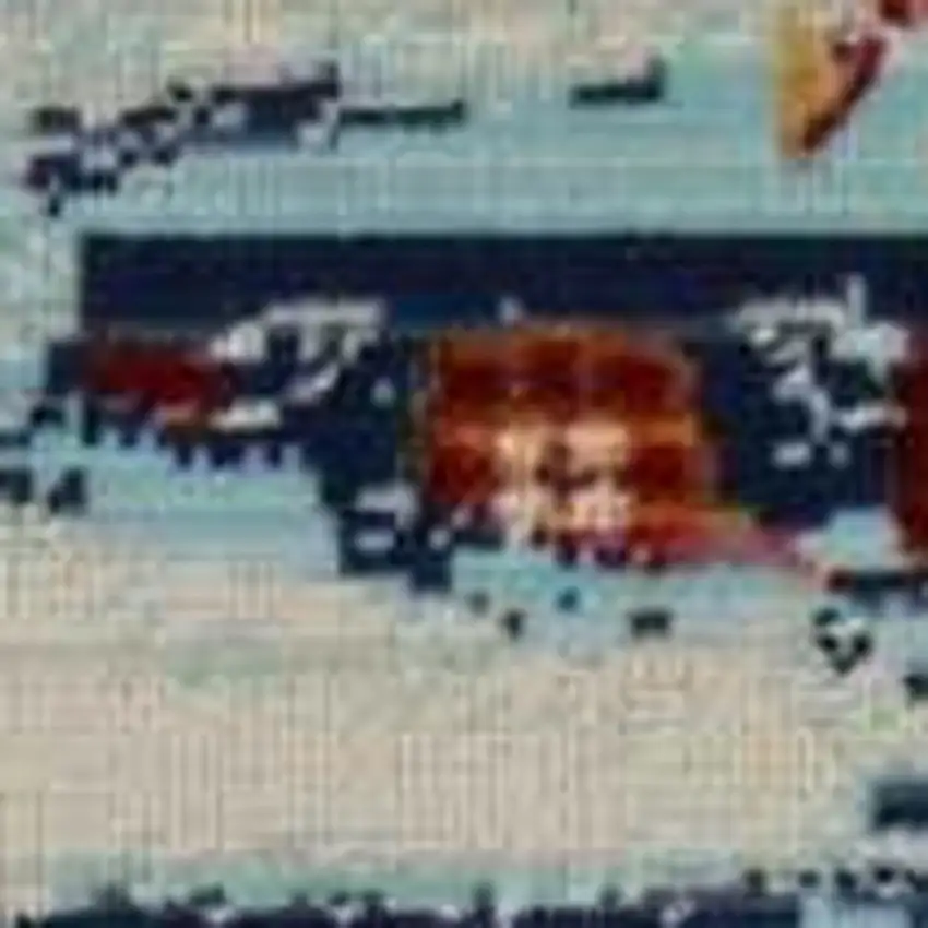 Blue Red And Orange Floral Distressed Area Rug Photo 8