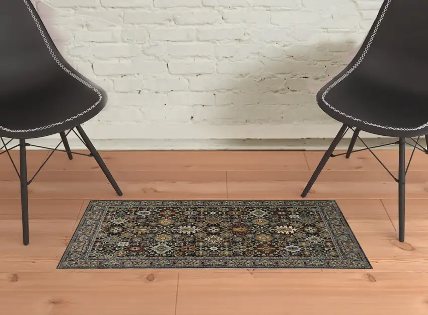 Blue Red Beige Orange Green And Rust Oriental Power Loom Stain Resistant Area Rug With Fringe Photo 3