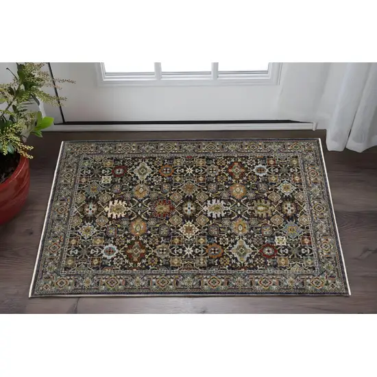 Blue Red Beige Orange Green And Rust Oriental Power Loom Stain Resistant Area Rug With Fringe Photo 1