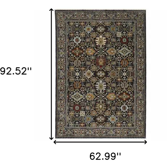 Blue Red Beige Orange Green And Rust Oriental Power Loom Stain Resistant Area Rug With Fringe Photo 3