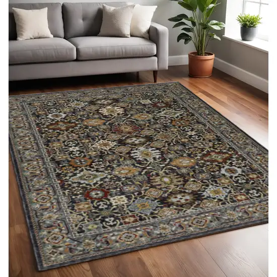 Blue Red Beige Orange Green And Rust Oriental Power Loom Stain Resistant Area Rug With Fringe Photo 1