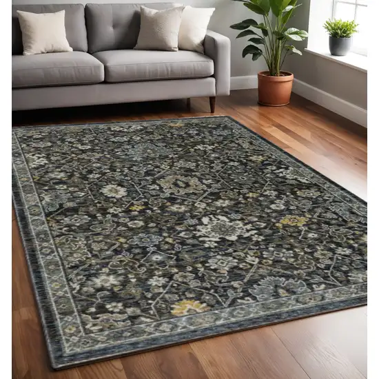 Blue Red Beige Yellow Grey Rust And Gold Oriental Power Loom Stain Resistant Area Rug With Fringe Photo 1
