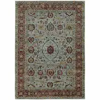 Photo of Blue Red Green And Gold Oriental Power Loom Stain Resistant Area Rug