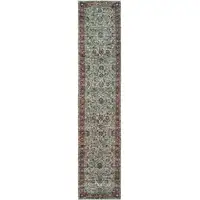 Photo of Blue Red Green And Gold Oriental Power Loom Stain Resistant Runner Rug
