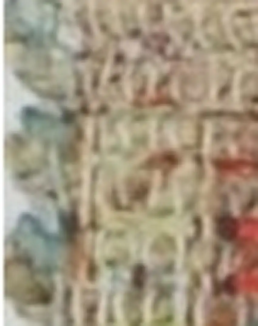 Blue Red And Beige Floral Medallion Hand Woven Distressed Area Rug Photo 9