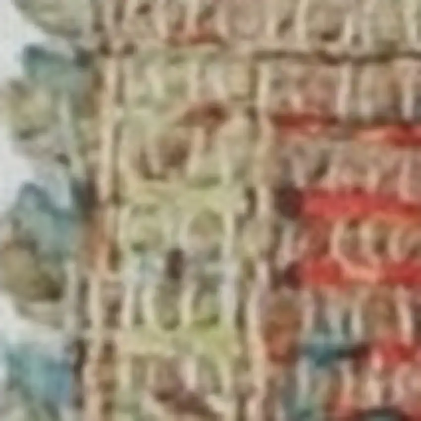 Blue Red And Beige Floral Medallion Hand Woven Distressed Area Rug Photo 9