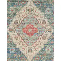 Photo of Blue Red Hand Woven Traditional Medallion Indoor Area Rug