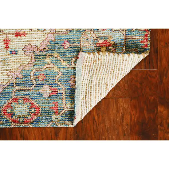 Blue Red Hand Woven Traditional Medallion Indoor Area Rug Photo 4