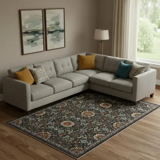 Blue Red Ivory And Gold Oriental Power Loom Stain Resistant Area Rug With Fringe Photo 1