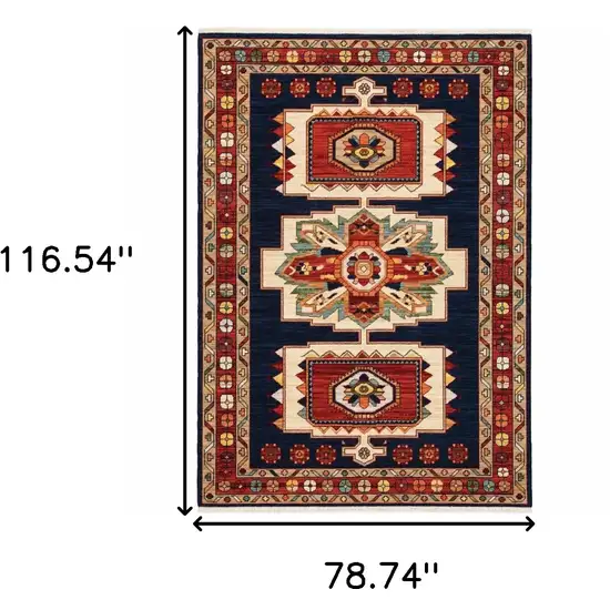 Blue And Red Medallion Area Rug Photo 3