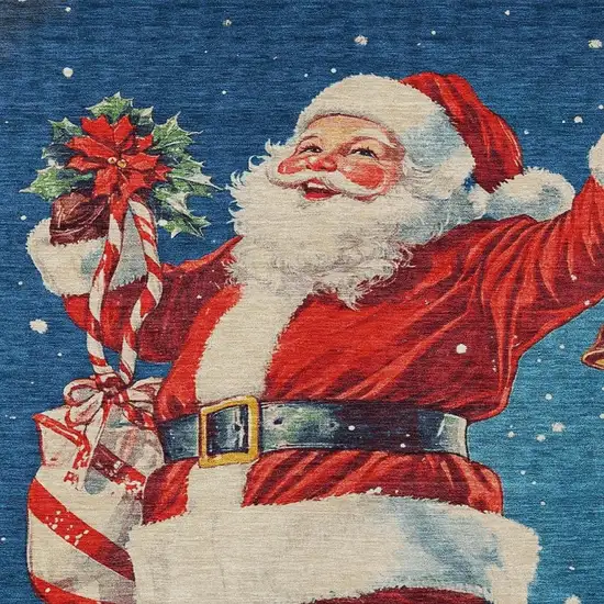 Blue Red White Green And Gold Floral Washable Indoor Outdoor Area Rug Photo 4