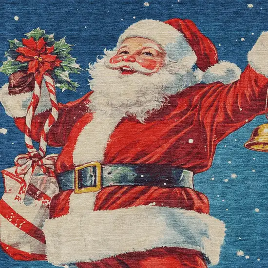 Blue Red White Green And Gold Santa Claus Washable Indoor Outdoor Area Rug Photo 7
