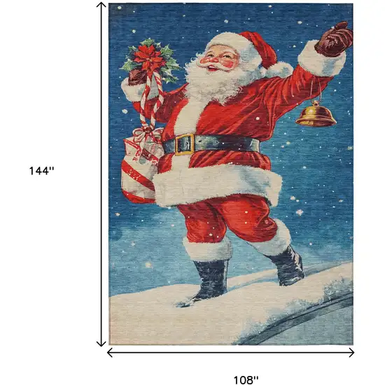 Blue Red White Green And Gold Santa Claus Washable Indoor Outdoor Area Rug Photo 9