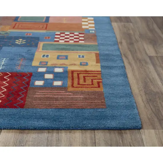 Blue Red Yellow Orange And Green Wool Patchwork Hand Tufted Area Rug Photo 2