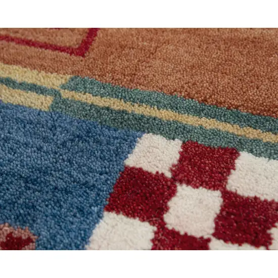 Blue Red Yellow Orange And Green Wool Patchwork Hand Tufted Area Rug Photo 3