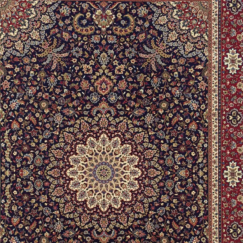 Blue Red and Ivory Oriental Area Rug Photo 4