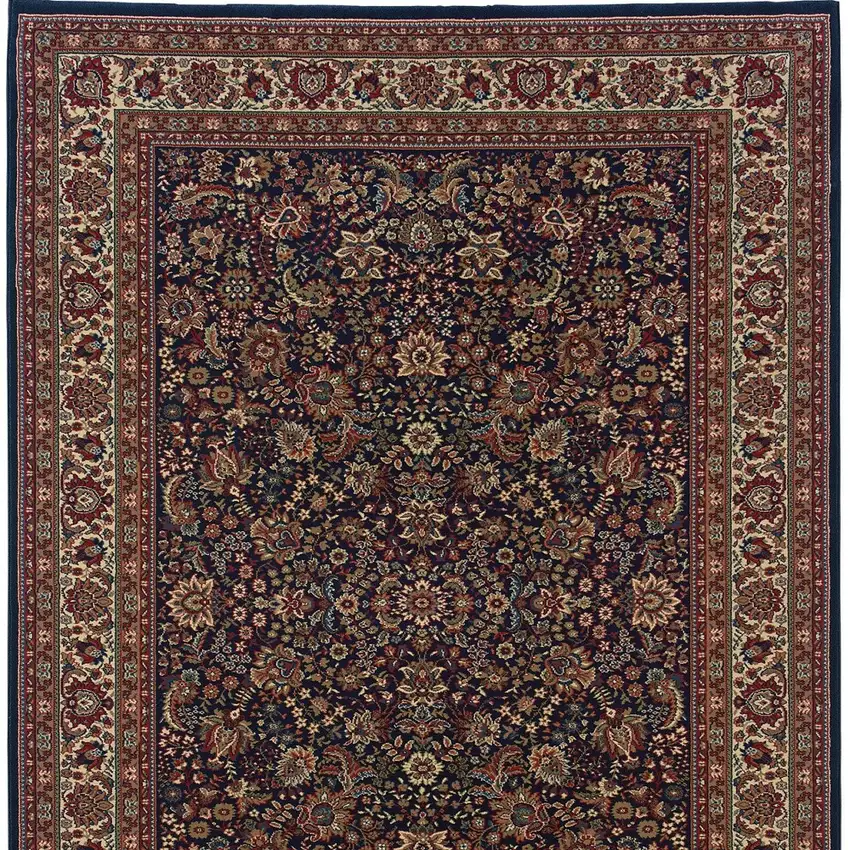 Blue Red and Ivory Oriental Area Rug Photo 5