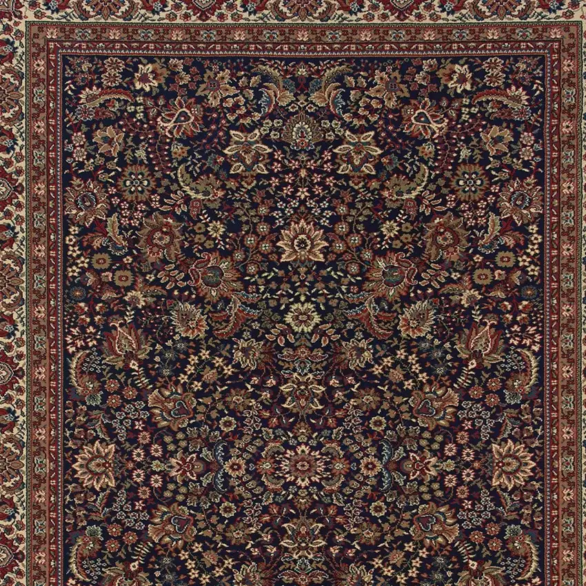 Blue Red and Ivory Oriental Area Rug Photo 4