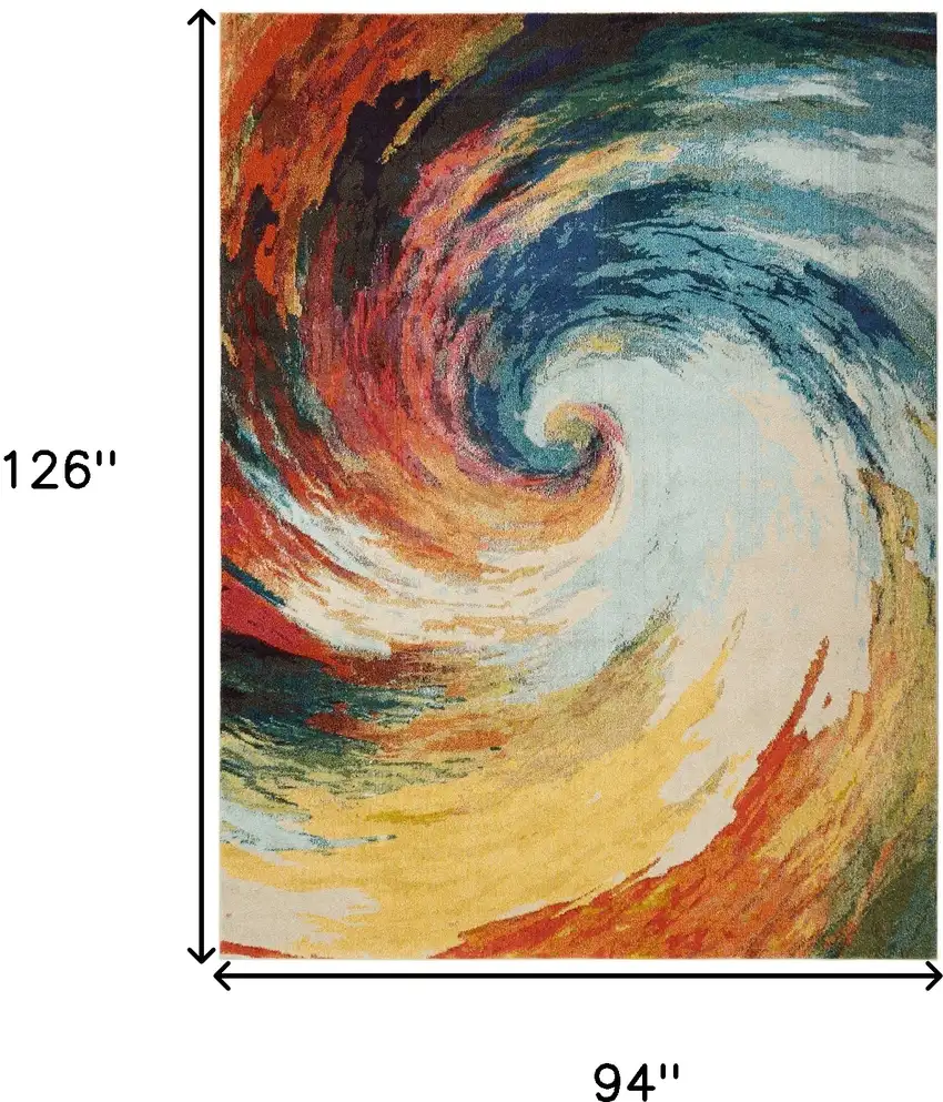 Blue Red and Orange Abstract Non Skid Area Rug Photo 3