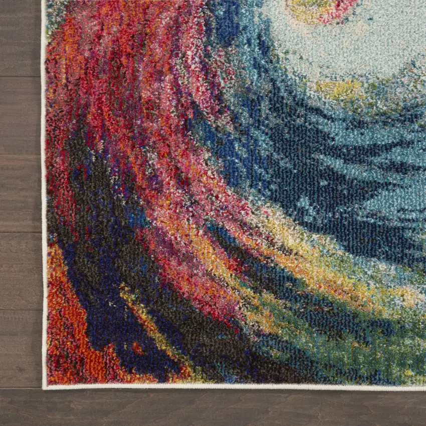 Blue Red and Orange Abstract Non Skid Area Rug Photo 8