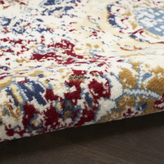 Blue Red and Orange Floral Distressed Non Skid Area Rug Photo 5