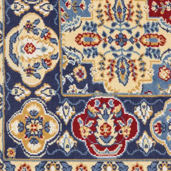 Blue Red and Orange Floral Distressed Non Skid Area Rug Photo 6