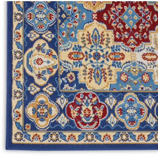 Blue Red and Orange Floral Distressed Non Skid Area Rug Photo 8