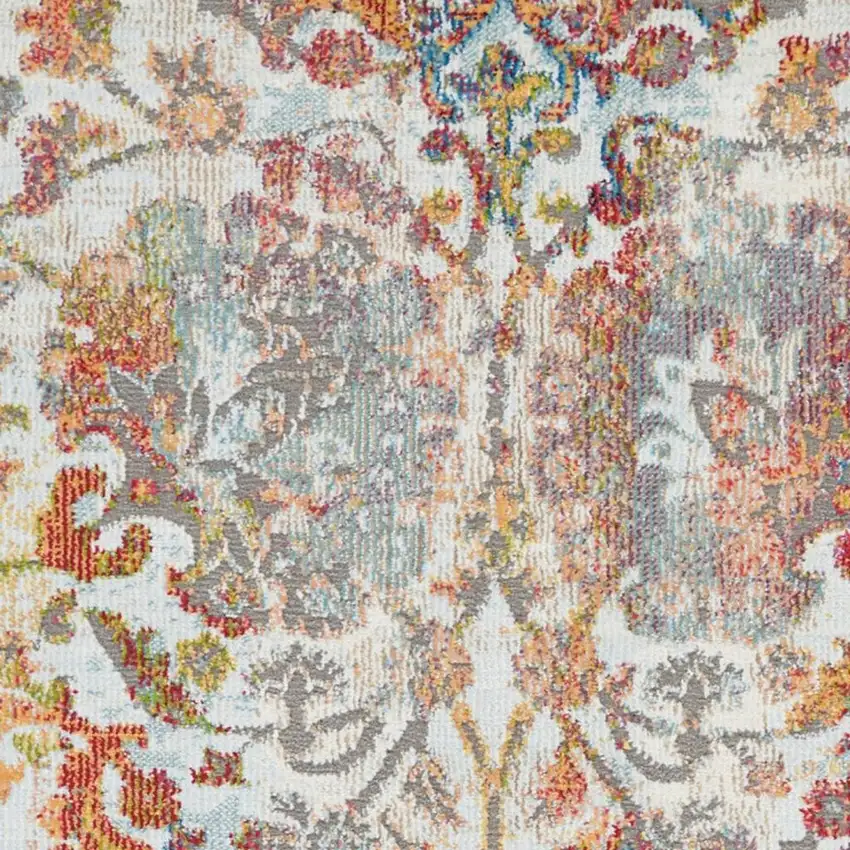 Blue Red and Orange Geometric Distressed Non Skid Area Rug Photo 8