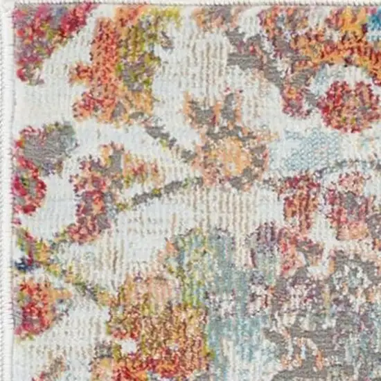 Blue Red and Orange Geometric Distressed Non Skid Area Rug Photo 4