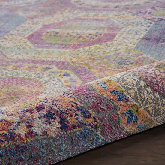 Blue Red and Orange Geometric Distressed Non Skid Area Rug Photo 8