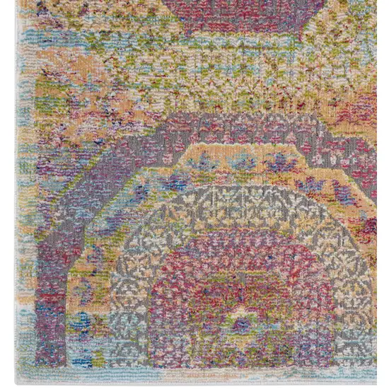 Blue Red and Orange Geometric Non Skid Area Rug Photo 7