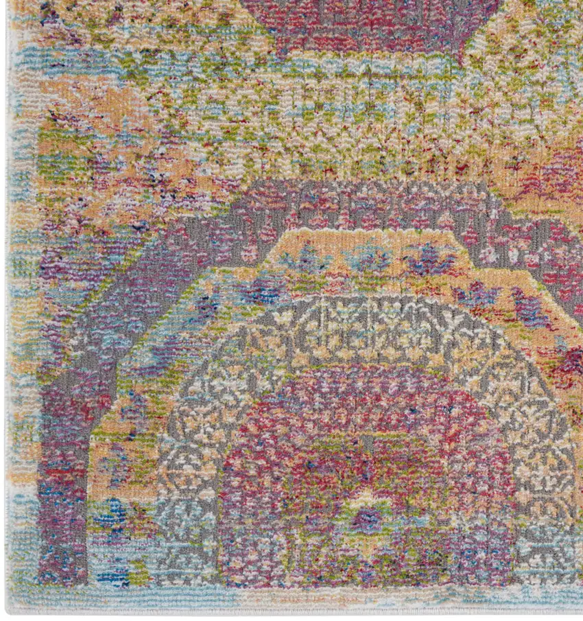 Blue Red and Orange Geometric Non Skid Area Rug Photo 7