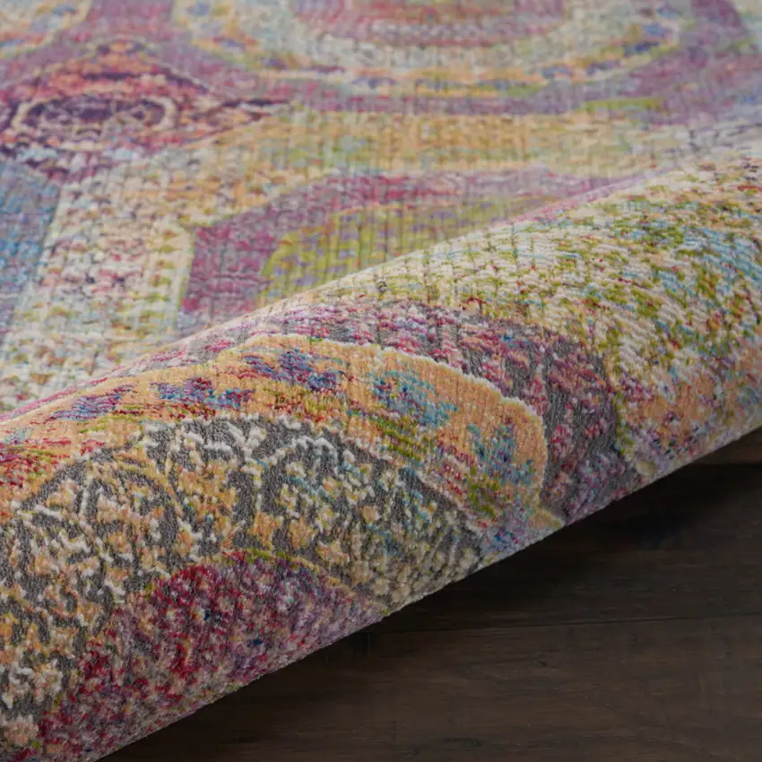 Blue Red and Orange Geometric Non Skid Area Rug Photo 6