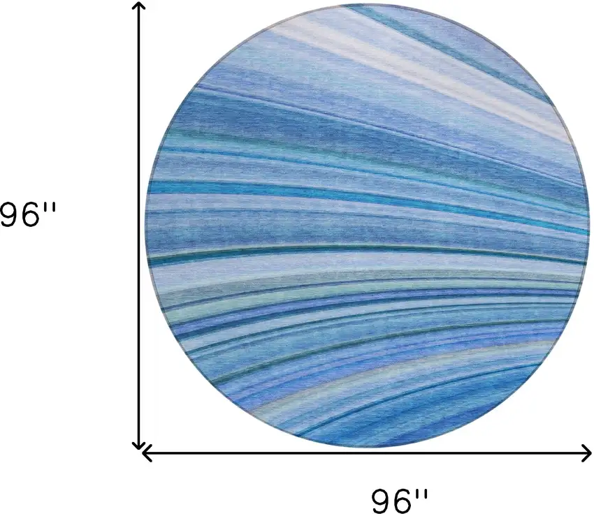 Blue Round Abstract Washable Non Skid Indoor Outdoor Area Rug Photo 3