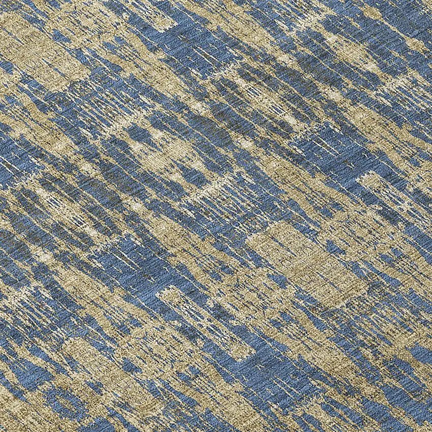 Blue Round Moroccan Washable Non Skid Indoor Outdoor Area Rug Photo 7