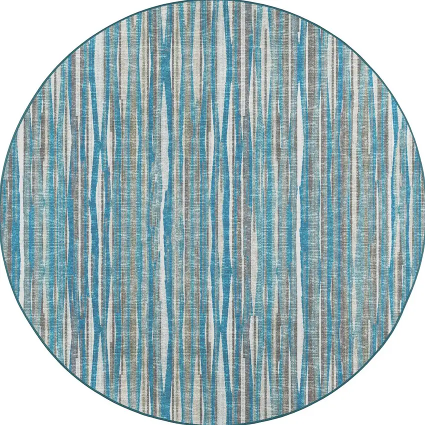 8' X 8' Blue Round Ombre Tufted Handmade Area Rug Photo 6