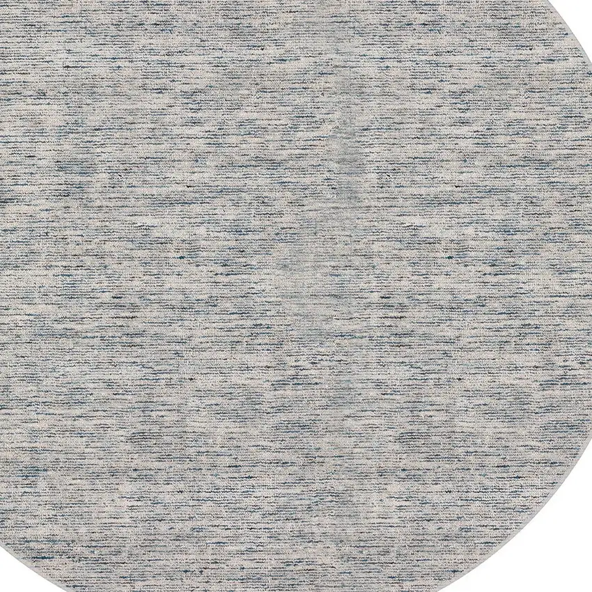 8' X 8' Blue Round Wool Hand Loomed Handmade Area Rug Photo 3