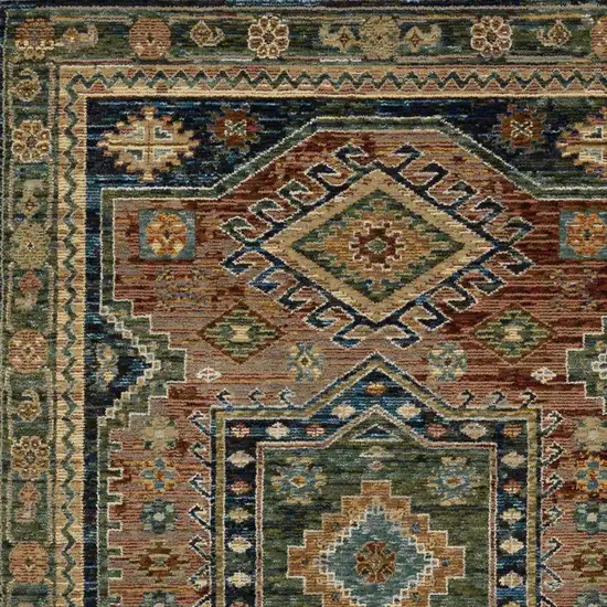 Blue Rust And Gray Tribal Area Rug Photo 5