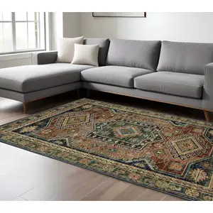 Photo of Blue Rust And Gray Tribal Area Rug
