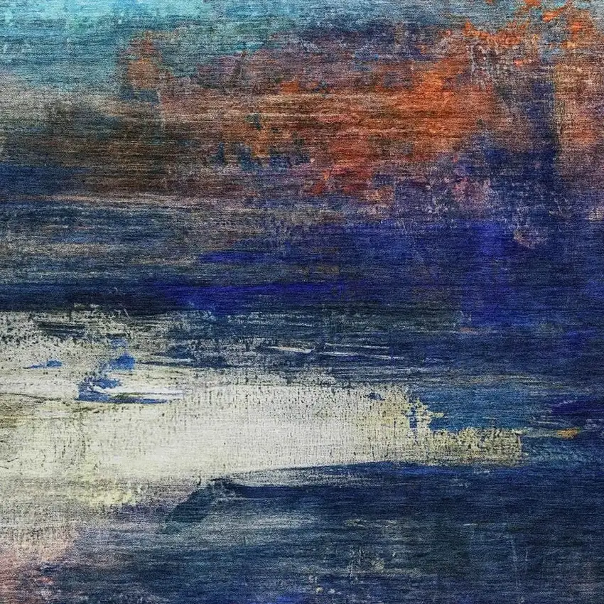 Blue Rust And Pink Abstract Washable Indoor Outdoor Area Rug Photo 3