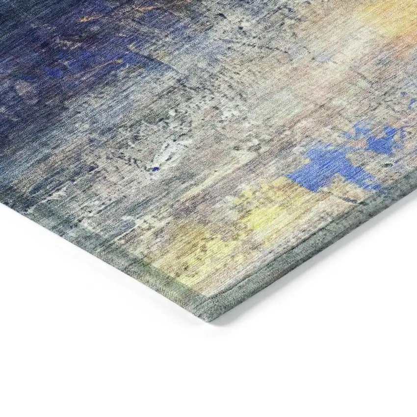 Blue Rust And Pink Abstract Washable Indoor Outdoor Area Rug Photo 9